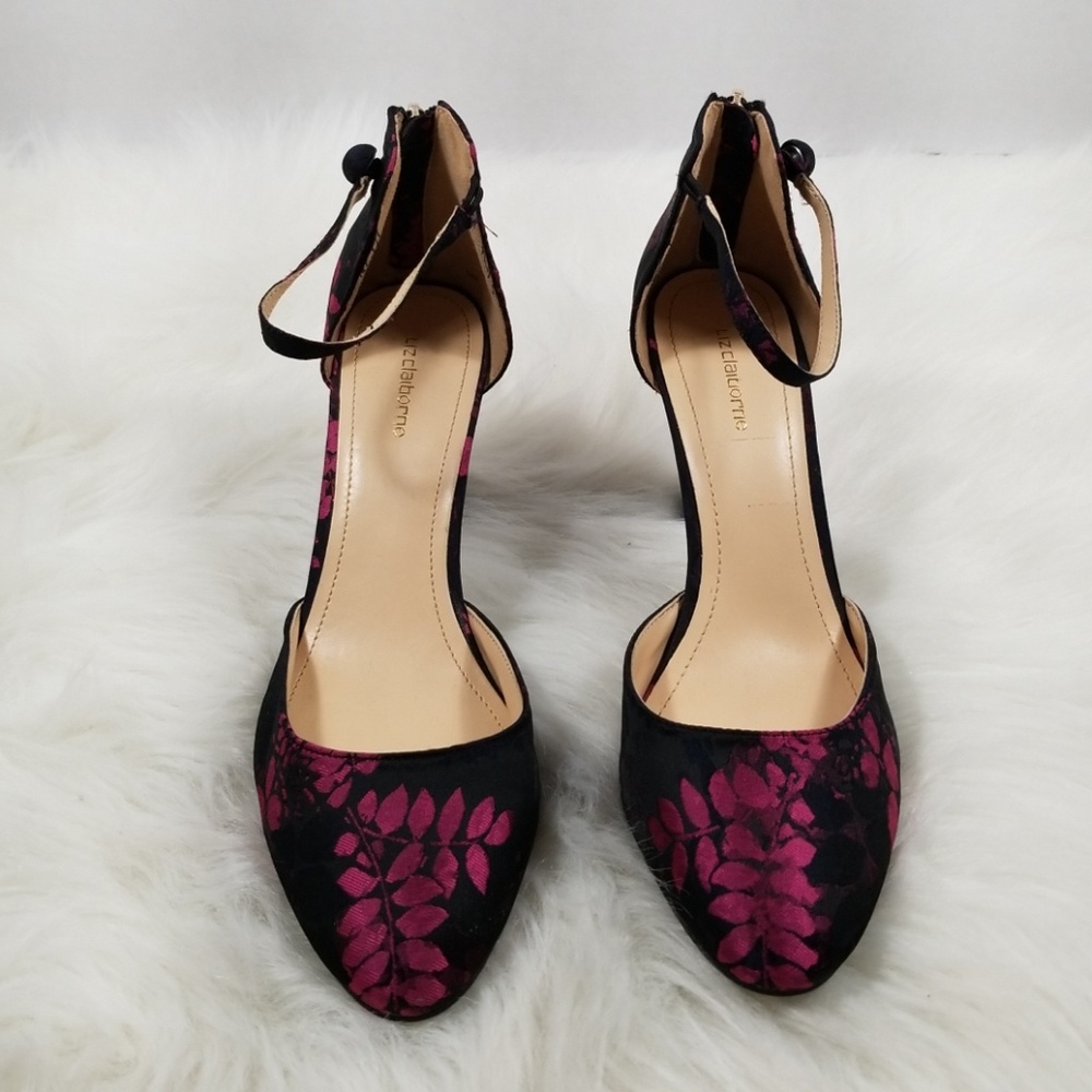 *SALE* Black & Pink Floral Heel Liz Claiborne